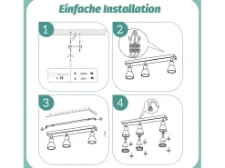 NETTLIFE Plafófono Blanco moderno: 3 focos del techo orientables de metal, plafófono GU10, para habitación, comedor, sin bombilla.