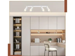 NETTLIFE Plafófono blanco de 4 bombillas, moderno plafófono GU10, spots orientables para interiores, de metal.