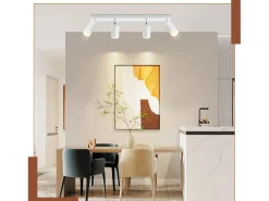 NETTLIFE Plafófono blanco de 4 bombillas, moderno plafófono GU10, spots orientables para interiores, de metal.