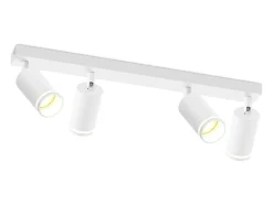 NETTLIFE Plafófono blanco de 4 bombillas, moderno plafófono GU10, spots orientables para interiores, de metal.