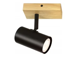NETTLIFE Plafón 1 llama Madera - Negro Plafón de recibidor Metal Retro GU10 Pin de techo giratorio 350° Máx.40W