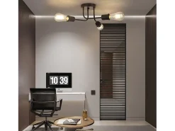 NETTLIFE Plafón 3 puntos negros Max.25W E27 vintage para salón dormitorio comedor estilo rústico industrial sin bombilla