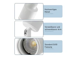NETTLIFE Plafón Blanco Moderno: 6 focos de techo orientables, de metal, GU10 para oficina, habitación, comedor, sin bombilla.