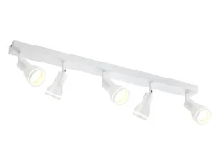 NETTLIFE Plafón con 5 focos blancos: Plafón metálico GU10, focos giratorios para interiores, para cocina, oficina, salón y dormitorio, sin bombillas.