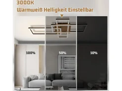 NETTLIFE Plafón LED 3000K de madera negra, lámpara de habitación de diseño moderno, plafón de 32W de luz blanca cálida.