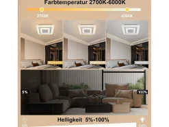 NETTLIFE Plafón LED: Lámpara de Salón 30 cm, Lámpara de Cocina Regulable 23 W, Lámpara Moderna con Mando a Distancia para Dormitorio
