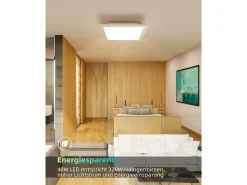 NETTLIFE Plafón LED para salón, panel de 60*60 cm, 40 W, plano, 3000 K.