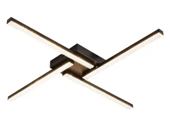 NETTLIFE Plafón LED para salón negro, plafón de 20W moderno, cristal y metal, 3000K.