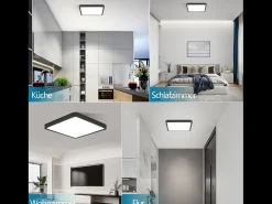 NETTLIFE Plafón LED Plano 23CM 6500K 18W Cuadrado Dormitorio Negro LED Integrado Permanentemente