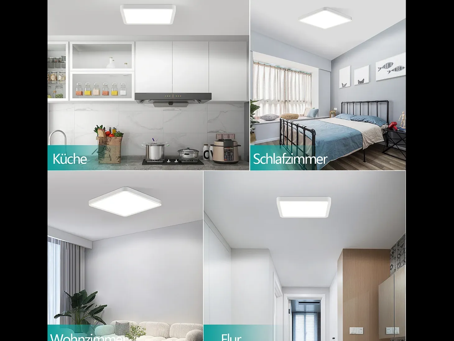 NETTLIFE Plafón LED Plano 23CM 6500K 18W Cuadrado Dormitorio Blanco LED Integrado Permanentemente