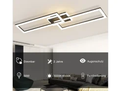 NETTLIFE Plafón LED regulable diseño moderno 56W negro
