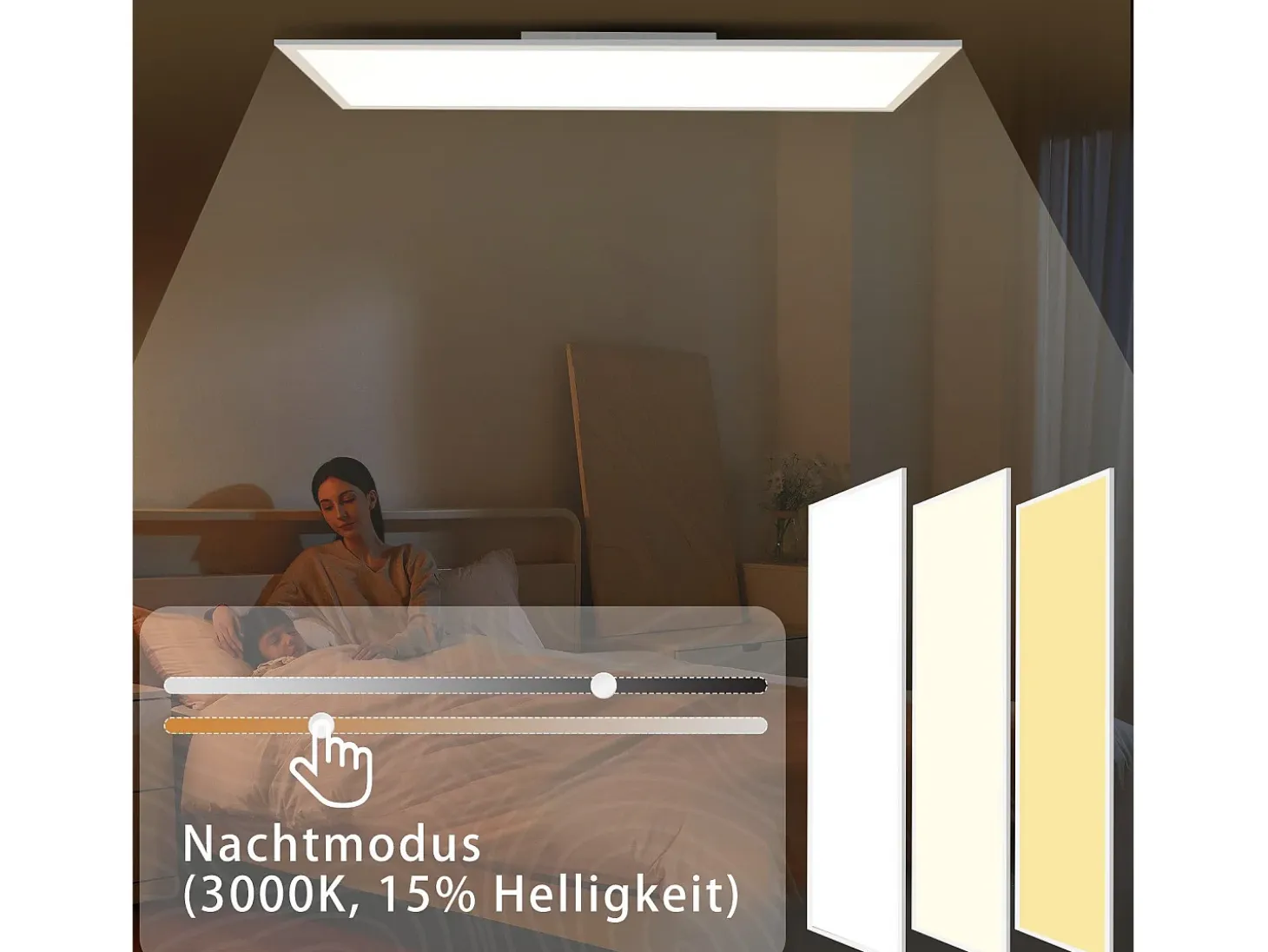 NETTLIFE Plafón LED regulable 100x25 cm, panel de techo plano largo con mando a distancia, blanco grande, 24W.