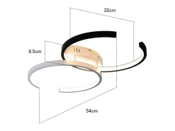 NETTLIFE Plafón LED 37W, 54x32x8,5cm Moderno Regulable con Mando a Distancia Lámpara de Salón de Diseño de Metal para Dormitorio Oficina