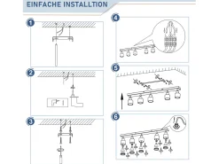 NETTLIFE Plafón moderno negro: 5 focos de techo orientables de metal, plafón GU10, para habitación, comedor, sin bombilla.