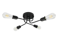 NETTLIFE Plafón vintage negro - lámpara de salón retro de 4 lámparas industriales E27 Sin bombillas.