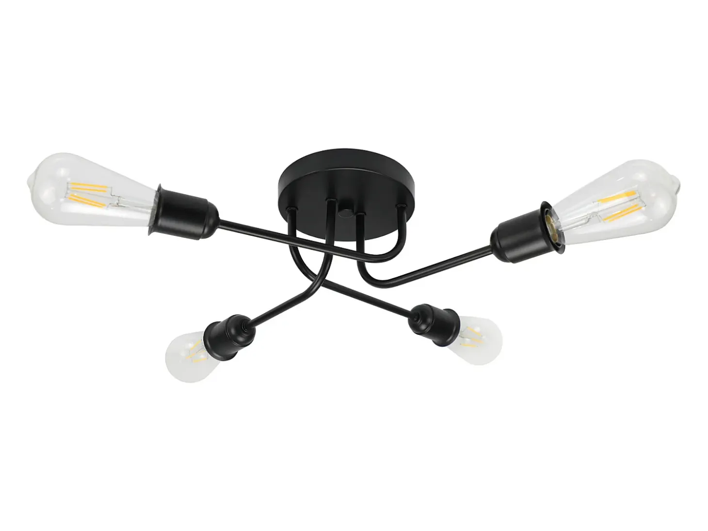 NETTLIFE Plafón vintage negro - lámpara de salón retro de 4 lámparas industriales E27 Sin bombillas.