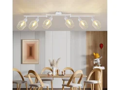 NETTLIFE Plafóndaro con 6 bombillas E14, luz de techo retroblanca orientable 350° LED.