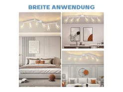 NETTLIFE Plafóndaro con 6 bombillas E14, luz de techo retroblanca orientable 350° LED.