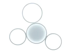 NETTLIFE Plafóndaro LED con control remoto regulable de intensidad, 52W moderno con 4 aros metálicos.