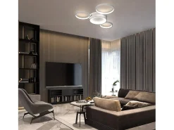 NETTLIFE Plafóndaro LED con control remoto regulable de intensidad, 52W moderno con 4 aros metálicos.