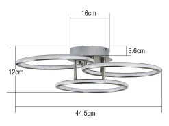 NETTLIFE Plafóndido LED Moderno, Diseño de Anillos, Luz Blanca Cálida 3000K, 41W, 3 Llames.