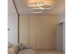 NETTLIFE Plafóndido LED Moderno, Diseño de Anillos, Luz Blanca Cálida 3000K, 41W, 3 Llames.