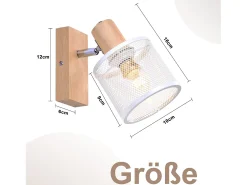 NETTLIFE Plafóner 1 Foco blanco de aspecto de madera - plafóner E14 orientable 350° con un máximo de 4 bombillas de 40w, moderno para sala, dormitorio, cocina.