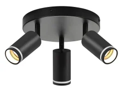 NETTLIFE Plafónero negro moderno: 3 focos de techo orientables de metal, plafónero GU10, para habitación, comedor, sin bombilla.