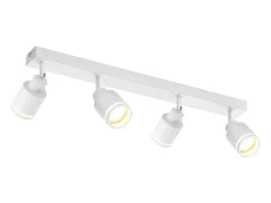 NETTLIFE Plafonario blanco moderno: 4 focos orientables del techo de metal, plafonario GU10, para habitación, comedor, sin bombilla.