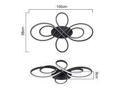 NETTLIFE Plafonario LED Ajustable de Gran Tamaño, 100 cm, para Salón, 90 W, Moderno, Negro con Control Remoto