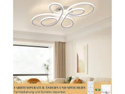 NETTLIFE Plafonario LED Ajustable de Gran Tamaño, 100 cm, 90 W, Moderno Blanco con Control Remoto en el Diseño