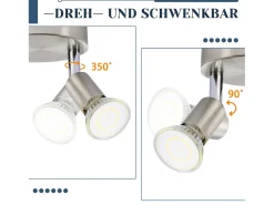 NETTLIFE Plafonario LED GU10 - 3 Luces de Techo Redondas Modernas, Luces de Techo de 350° para Cocinas, Pasillos, Habitaciones y Salones - Sin Bombilla, Cromado