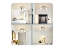 NETTLIFE Plafonario LED GU10 - 3 Luces de Techo Redondas Modernas, Luces de Techo de 350° para Cocinas, Pasillos, Habitaciones y Salones - Sin Bombilla, Cromado