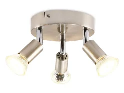 NETTLIFE Plafonario LED GU10 - 3 Luces de Techo Redondas Modernas, Luces de Techo de 350° para Cocinas, Pasillos, Habitaciones y Salones - Sin Bombilla, Cromado