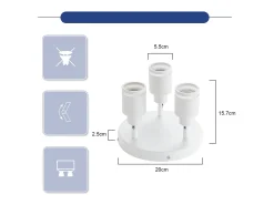 NETTLIFE Plafonero blanco moderno: 3 focos orientables del techo de metal, plafonero GU10, para habitación, comedor, sin bombilla.