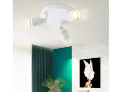 NETTLIFE Plafonero blanco moderno: 3 focos orientables del techo de metal, plafonero GU10, para habitación, comedor, sin bombilla.