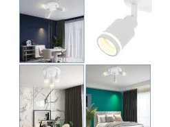 NETTLIFE Plafonero blanco moderno: 3 focos orientables del techo de metal, plafonero GU10, para habitación, comedor, sin bombilla.