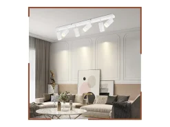NETTLIFE Plafonero de 6 focos moderno: plafonero blanco con foco GU10 giratorio hasta 355° de metal para interiores, para cocina, salón, dormitorio, sin bombilla.