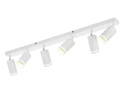 NETTLIFE Plafonero de 6 focos moderno: plafonero blanco con foco GU10 giratorio hasta 355° de metal para interiores, para cocina, salón, dormitorio, sin bombilla.