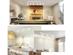 NETTLIFE Plafonero de 6 focos blanco: Plafonero metálico GU10 con focos giratorios para interior, para cocina, oficina, salón y dormitorio, sin bombillas.