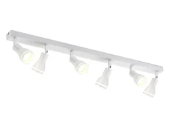 NETTLIFE Plafonero de 6 focos blanco: Plafonero metálico GU10 con focos giratorios para interior, para cocina, oficina, salón y dormitorio, sin bombillas.