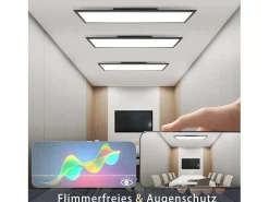 NETTLIFE Plafonero LED 120 x 30 - Panel de techo de intensidad variable, lámpara de luz diurna larga, escritorio plano con mando a distancia, 40 W