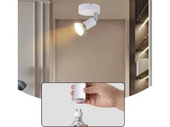 NETTLIFE Plafonero LED de 1 bombilla, blanco. Plafonero GU10, aplique interior blanco cálido, focos modernos.
