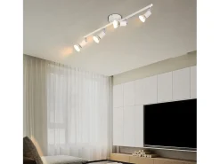 NETTLIFE Plafonero LED de 4 bombillas GU10, plafonero moderno con luz de punto para interiores, blanco.