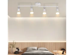 NETTLIFE Plafonero LED de 4 bombillas GU10, plafonero moderno con luz de punto para interiores, blanco.