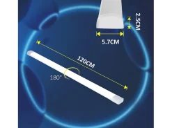 NETTLIFE Plafonero LED de 120 cm y 36 W, tubo de luz para habitaciones húmedas, 4000 K, lámpara para bodega, blanco neutro, ángulo de haz largo de 180°.