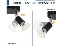 NETTLIFE Plafonero LED GU10 - 3 Focos de Techo Redondeados Modernos, Focos de Techo de 350° para Cocinas, Pasillos, Habitaciones y Salones - Sin Bombilla, Negro.
