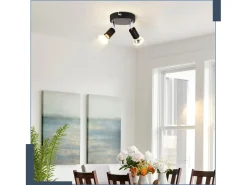 NETTLIFE Plafonero LED GU10 - 2 Luces de Techo Redondas Modernas, Luces de Techo de 350° para Cocinas, Pasillos, Dormitorios y Salones - Sin Bombilla, Negro.