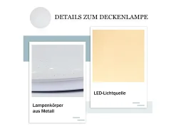 NETTLIFE Segunda lámpara de techo LED para dormitorio, cocina, 5W, 3000K, Ø 16,5 cm, blanco cálido, pasillo, habitación infantil.