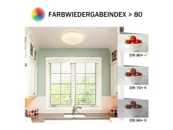 NETTLIFE Segunda lámpara de techo LED para dormitorio, cocina, 5W, 3000K, Ø 16,5 cm, blanco cálido, pasillo, habitación infantil.
